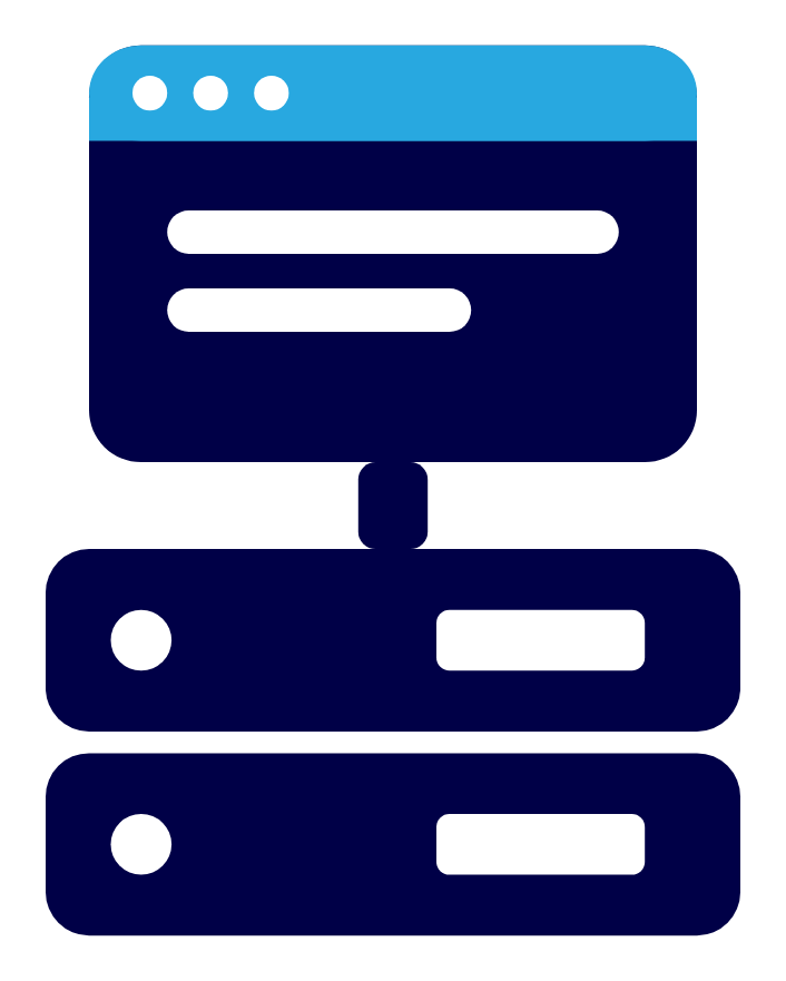 Browser window connected to a server, representing Shared Hosting